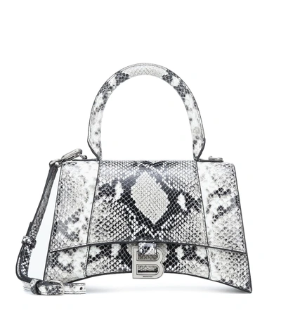 Shop Balenciaga Hourglass Small Leather Shoulder Bag In Black White