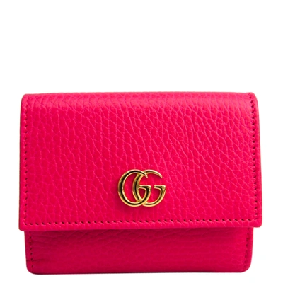 Pre-owned Gucci Pink Leather Gg Marmont Wallet