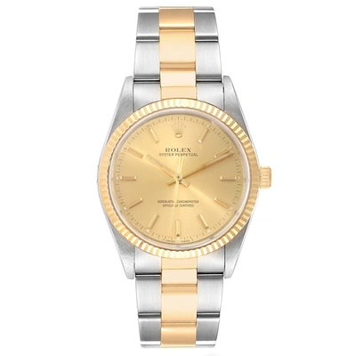 Shop Rolex Oyster Perpetual Nondate Steel 18k Yellow Gold Mens Watch 14233 In Not Applicable
