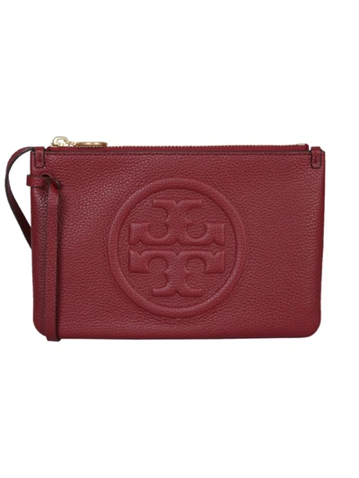 Shop Tory Burch Perry Burgundy Leather Clutch