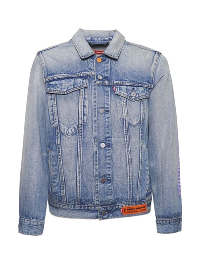 Shop Heron Preston Levi's Vintage Wash Trucker Denim Jacket In Blue