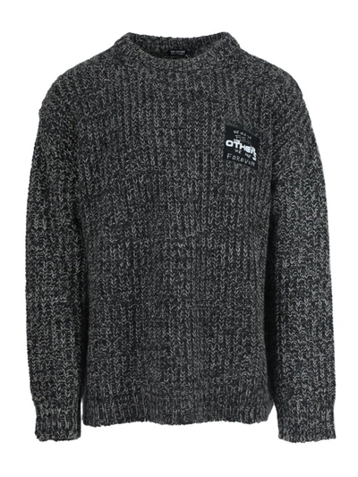 Shop Raf Simons Grey Wool Oversize Sweater In Black