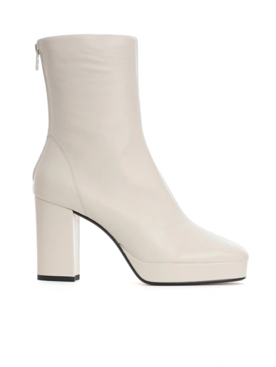 Shop Kenzo White Leather Ankle Boots In Grey