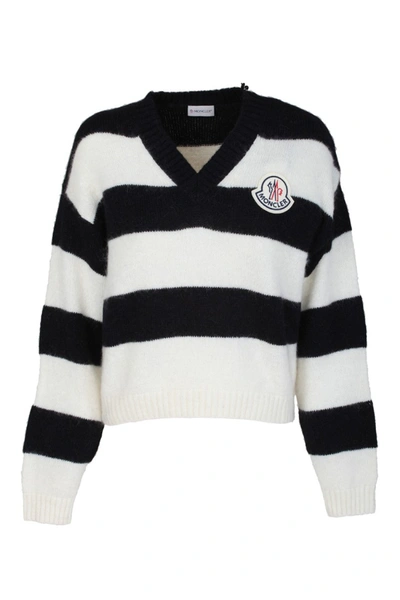 Shop Moncler White/black Wool Sweater