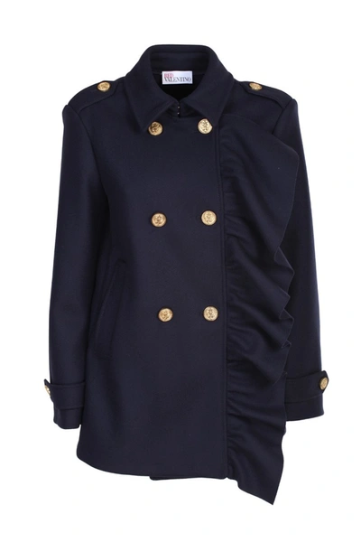 Shop Red Valentino Blue Wool Coat