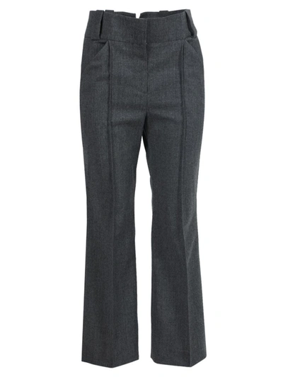 Shop Fendi Dark Grey Wool Trousers