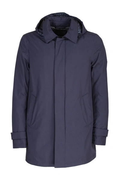 Shop Herno Blue Viscose Outerwear Jacket