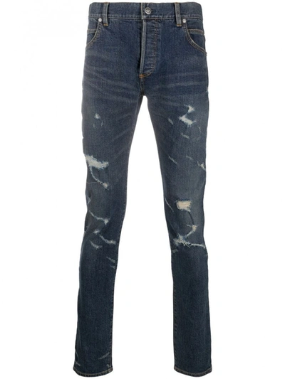 Shop Balmain Blue Cotton Jeans