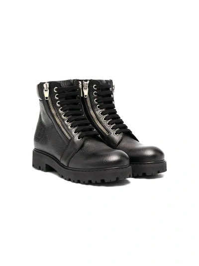 Shop Balmain Teen Hiking Boots In Black