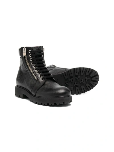Shop Balmain Teen Hiking Boots In Black