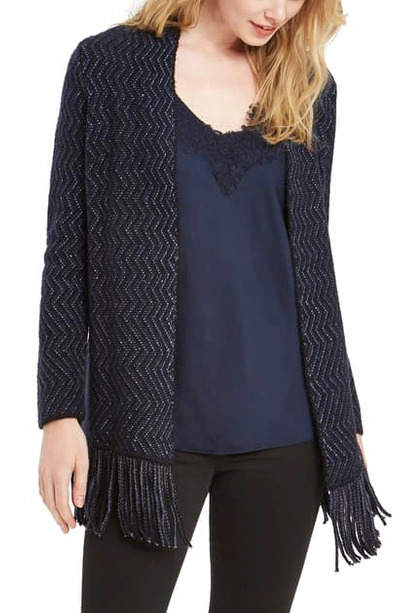 Shop Nic + Zoe Sparkle & Shine Open Front Tassel Cardigan In Dark Indigo