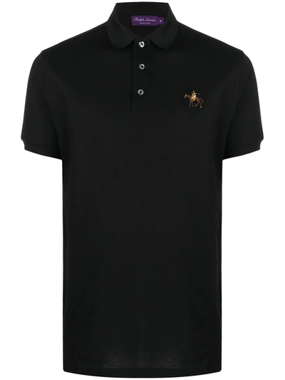 Shop Ralph Lauren Logo Embroidered Polo Shirt In Black