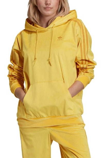 Shop Adidas Originals Corduroy Hoodie In Corn Yellow