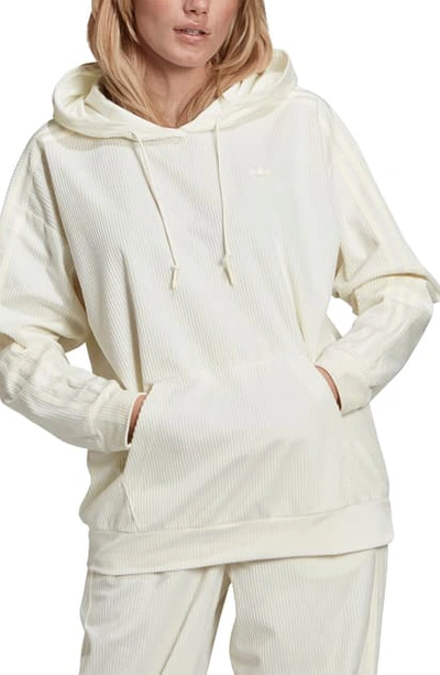 Shop Adidas Originals Corduroy Hoodie In Off White