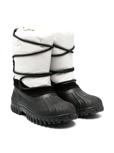 Shop Moncler Teen Two-tone Snow Boots In White