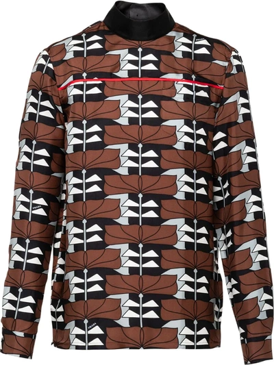 Shop Prada Geometric Pattern Shirt In Brown