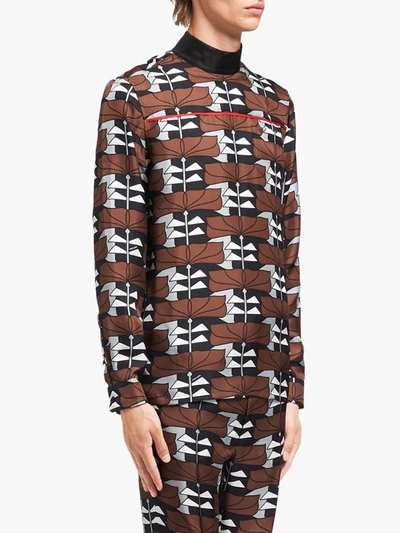 Shop Prada Geometric Pattern Shirt In Brown