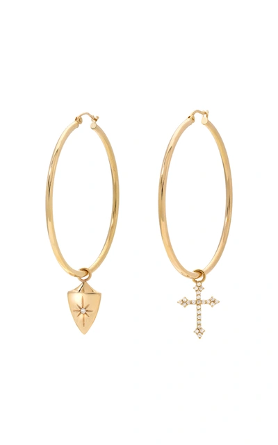 Shop Dru 14k Yellow Gold Baby Cross & Shield Earrings