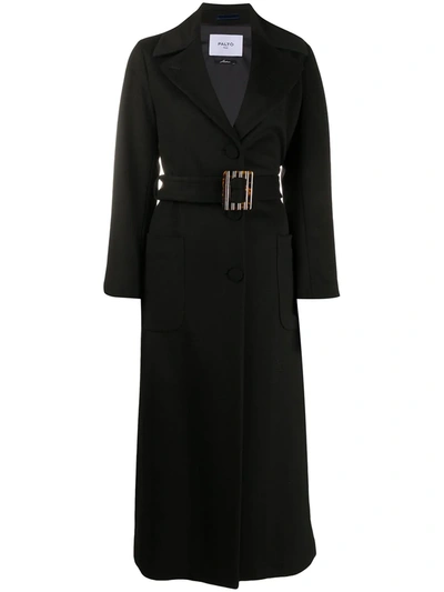 Shop Paltò Isabella Longline Belted Coat In Black