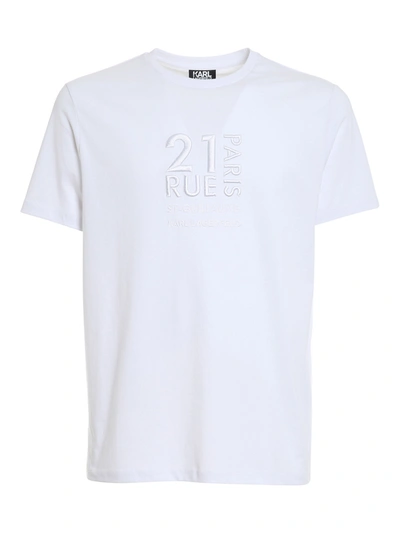 Shop Karl Lagerfeld Rue St-guillaume Cotton T-shirt In White