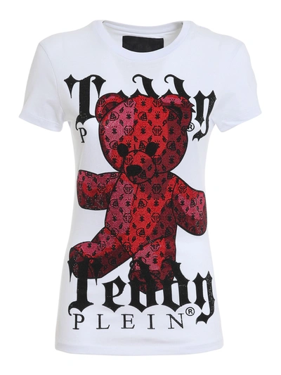 Shop Philipp Plein Round Neck Ss Monogram Teddy T-shirt In Black
