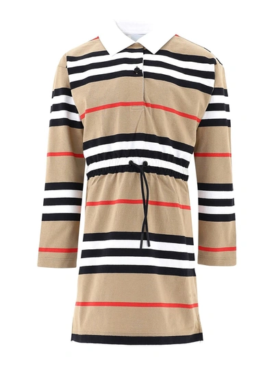 Shop Burberry Icon Stripe Patterned Dress In Beige