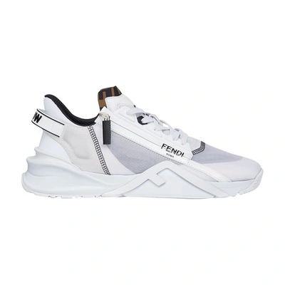 Shop Fendi Black Nylon Low Tops In Blanc