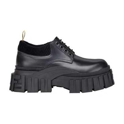 Shop Fendi Leather Lace-up In Noir