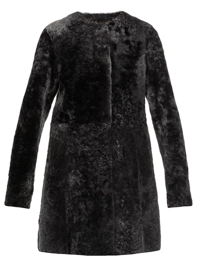 Shop Drome Shearling Coat In Black