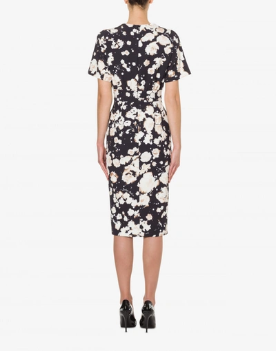 Shop Boutique Moschino Cady Midi Dress Bleached Flowers In Black