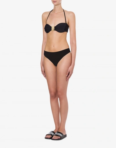 Shop Moschino Bikini Top With M Logo In Black