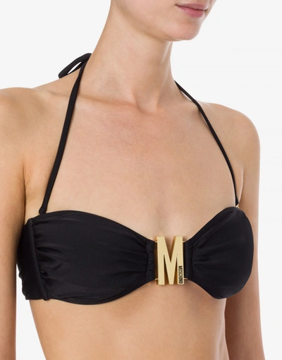 Shop Moschino Bikini Top With M Logo In Black
