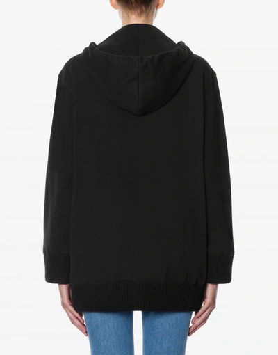 Shop Moschino Cotton Sweatshirt Macro Zip In Black