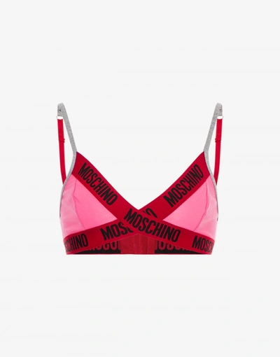 Shop Moschino Color Block Triangle Bra In Fuchsia