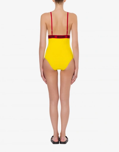 Shop Moschino Stretch Jersey Body Color Block In Melange Grey
