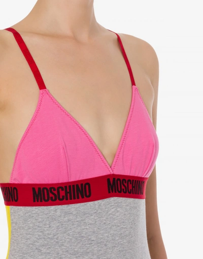 Shop Moschino Stretch Jersey Body Color Block In Melange Grey