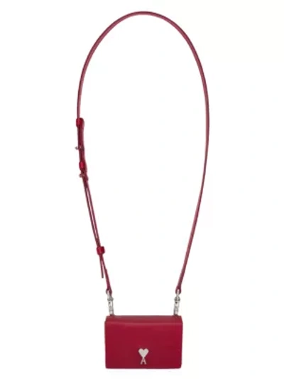 Shop Ami Alexandre Mattiussi Men's Mini Leather Box Bag In Rouge