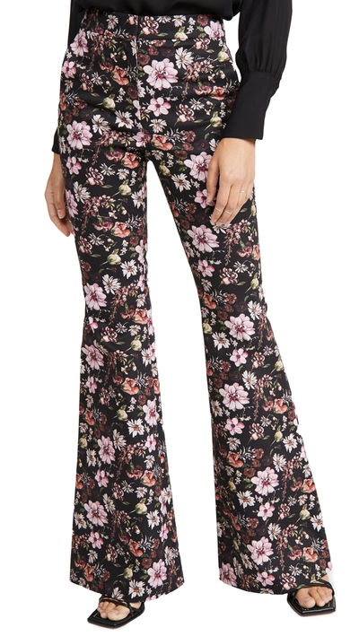 Shop Adam Lippes High Waist Fitted Flare Pants In Small Black Floral