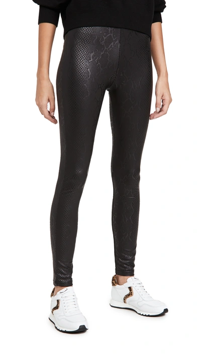 Shop Plush Fleece Lined Liquid Snakeskin Leggings In Black