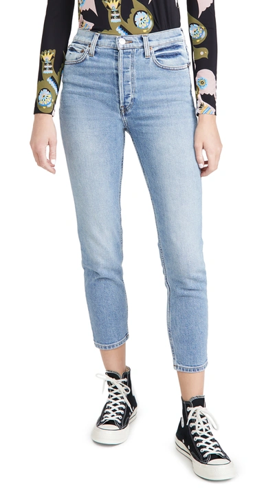 Shop Re/done 90s High Rise Ankle Crop Jeans In Hazey Indigo