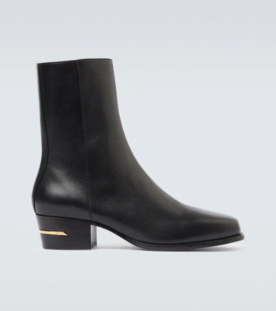 Shop Amiri Leather Squared Toe Boot In Black
