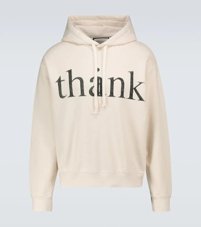 Shop Gucci Think/thank Hooded Sweatshirt In Neutrals