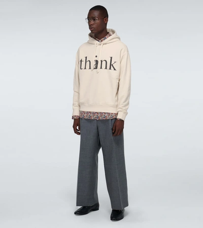 Shop Gucci Think/thank Hooded Sweatshirt In Neutrals