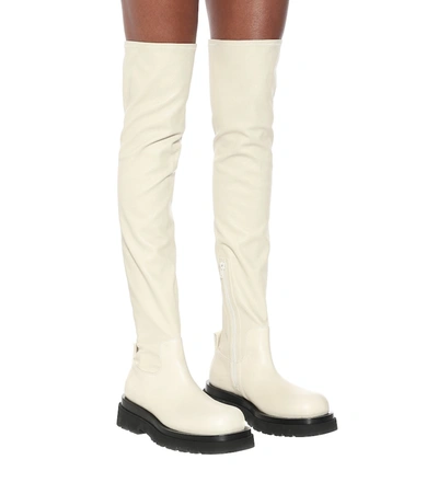 Shop Bottega Veneta Leather Over-the-knee Boots In White