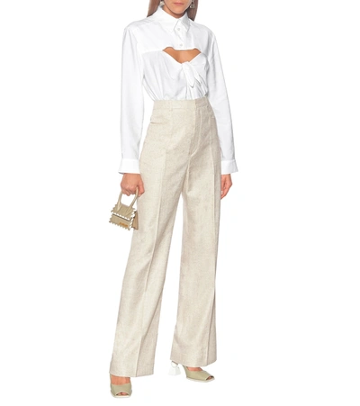 Shop Jacquemus Le Pantalon Sauge Linen-blend Pants In Beige