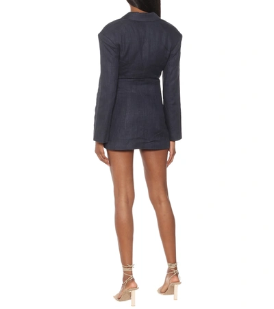 Shop Jacquemus La Veste Arles Linen-blend Jacket In Blue