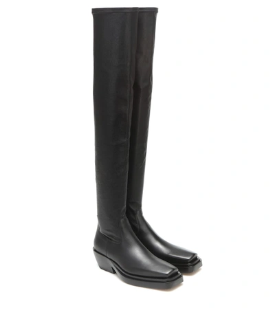 Shop Bottega Veneta Lean Leather Over-the-knee Boots In Black