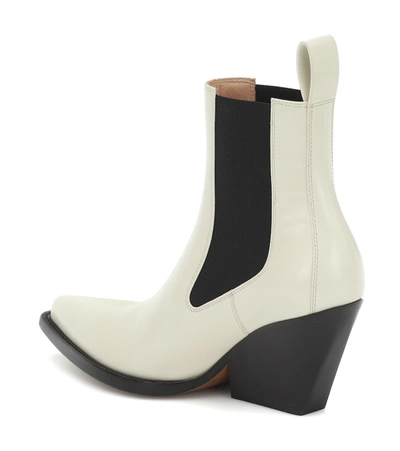 Shop Bottega Veneta Lean Leather Ankle Boots In White