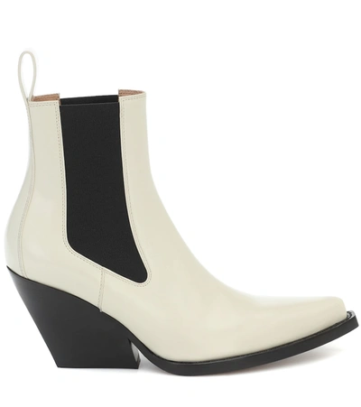 Shop Bottega Veneta Lean Leather Ankle Boots In White