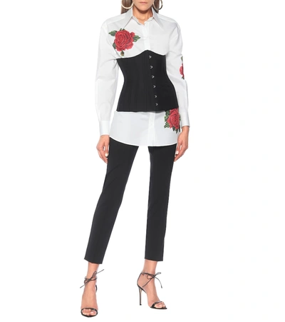 Shop Dolce & Gabbana Embroidered Cotton And Silk Shirt In White